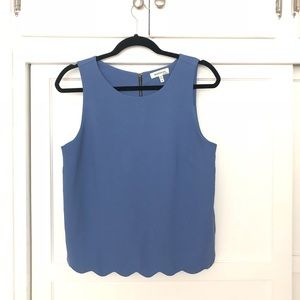 Size M, Blue Scallop Hem Shell/Sleeveless Top